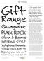 Gift. Range. Quagmire PUNK ROCK. Okra & Beans INFORMAL STYLE. Xylophone Parade TODAY ONLY: $ Enjoying your new car?