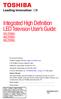 Integrated High Definition LED Television User s Guide: