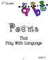 5 th Grade. Poems. That Play With Language. Unit 1