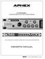 CHANNEL MASTER PREAMP & INPUT PROCESSOR THE COMPLETE CHANNEL STRIP FOR VOICE AND INSTRUMENTS OWNER S MANUAL