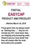 PARTIAL EASYCAP PRODUCT AND PRICELIST