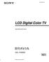 (1) LCD Digital Color TV. Operating Instructions KDL-70XBR Sony Corporation