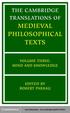 THE CAMBRIDGE TRANSLATIONS OF MEDIEVAL PHILOSOPHICAL TEXTS