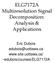 ELG7172A Multiresolution Signal Decomposition: Analysis & Applications. Eric Dubois   ~edubois/courses/elg7172a