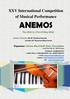 ANEMOS. XXV International Competition of Musical Performance. The 25th to 27st of May Organizer: Valerio Marchitelli Onlus Foundation