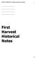 FIRST HARVEST Historical/Literary Notes 1. First Harvest Historical Notes