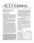 ACO Matters. Has anyone realised what an important year this is in