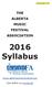 THE ALBERTA MUSIC FESTIVAL ASSOCIATION 2016 Syllabus   Like AMFA on Facebook