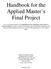 Handbook for the Applied Master s Final Project