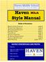 Haven Style Manual. Table of Contents: