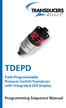 TDEPD. Field-Programmable Pressure Switch/Transducer with Integrated LED Display. Programming Sequence Manual