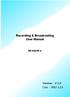 Recording & Broadcasting User Manual R8-042HR-A