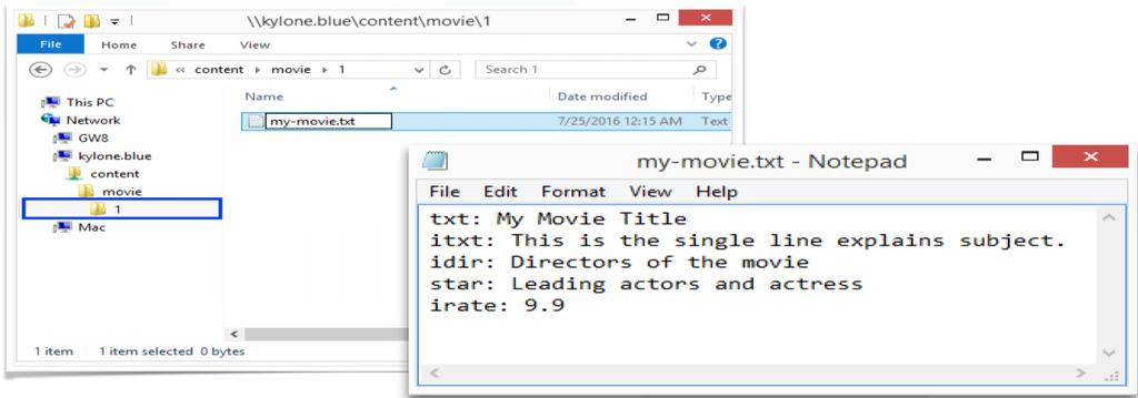 5. Go to 1 folder, and create a text document for new movie my-movie.txt. > Edit my-movie.