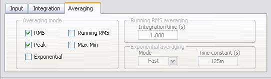 The Vibration Level Express VI can simultaneously calculate RMS, peak, exponential, running RMS, and max-min averaging. Figure 2-8.
