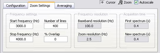 Figure 3-9. Zoom Settings tab of the Zoom FFT Express VI 10.