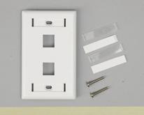 Workstation Outlets KeyConnect, Stainless Steel and Tamper-Resistant Faceplates AX102655, KeyConnect Single-gang, 2-port Faceplate, Electrical White Compatible with all REVConnect and Multimedia