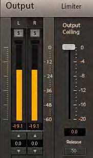 Output Section Trim Range: -9.0 db to 9.0 db, in 0.5 db increments Default: 0 db Output Channel Solo The S solo buttons allow to monitor the processed signal of the L or R output separately.