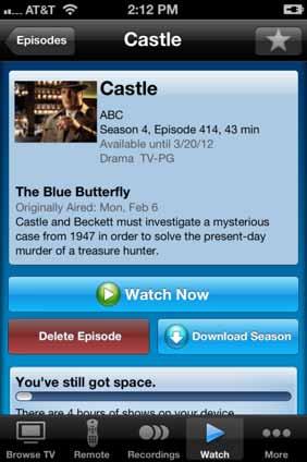 Tap a show to go to the listing of episodes or to go to the detail page for that show.