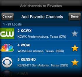 Tap Favorite Shows and Channels to bring up Favorites. Tap Channels at the top of the screen.