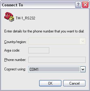 6. In the Connect To dialog box, choose the port number of your Serial