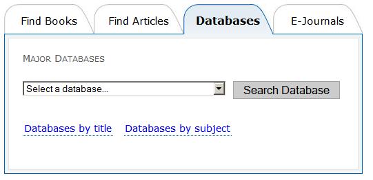 Introduction to the Tabs Provides a list of databases & descriptions in order by