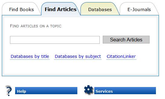 Introduction to the Tabs Find Articles: Use this to do a quick search of the EBSCOhost databases.