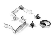 FOSC-ACC-AERIAL-CLAMPS Kit has offset brackets to mount A, B, or D closures to an aerial strand. Description: FOSC-ACC-AERIAL-CLAMPS Part Number: 663259 0 (not shown) B.