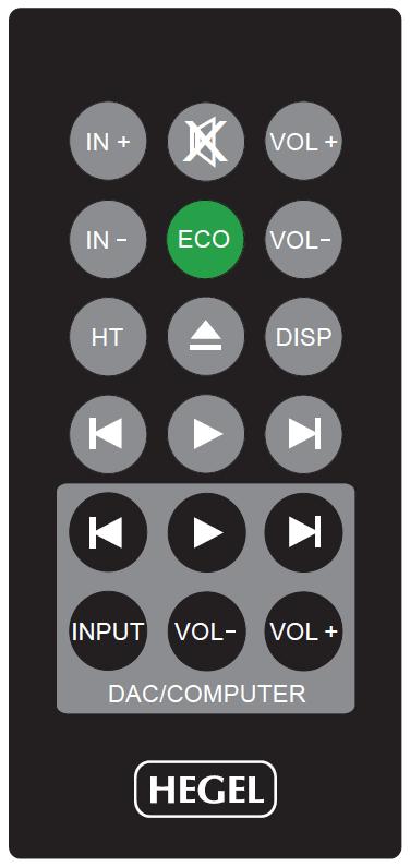 GENERAL USE Remote Control (introduction) The top four rows of buttons are Hegel system remote control functions that can be used to control most Hegel amplifiers and CD-players.