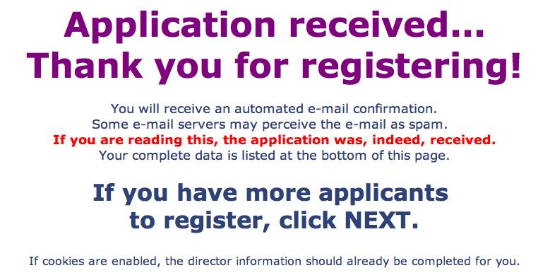 7) By checking here, you certify that the student, parent, and chaperone have all signed the application. This eliminates the need to mail the applications to me.