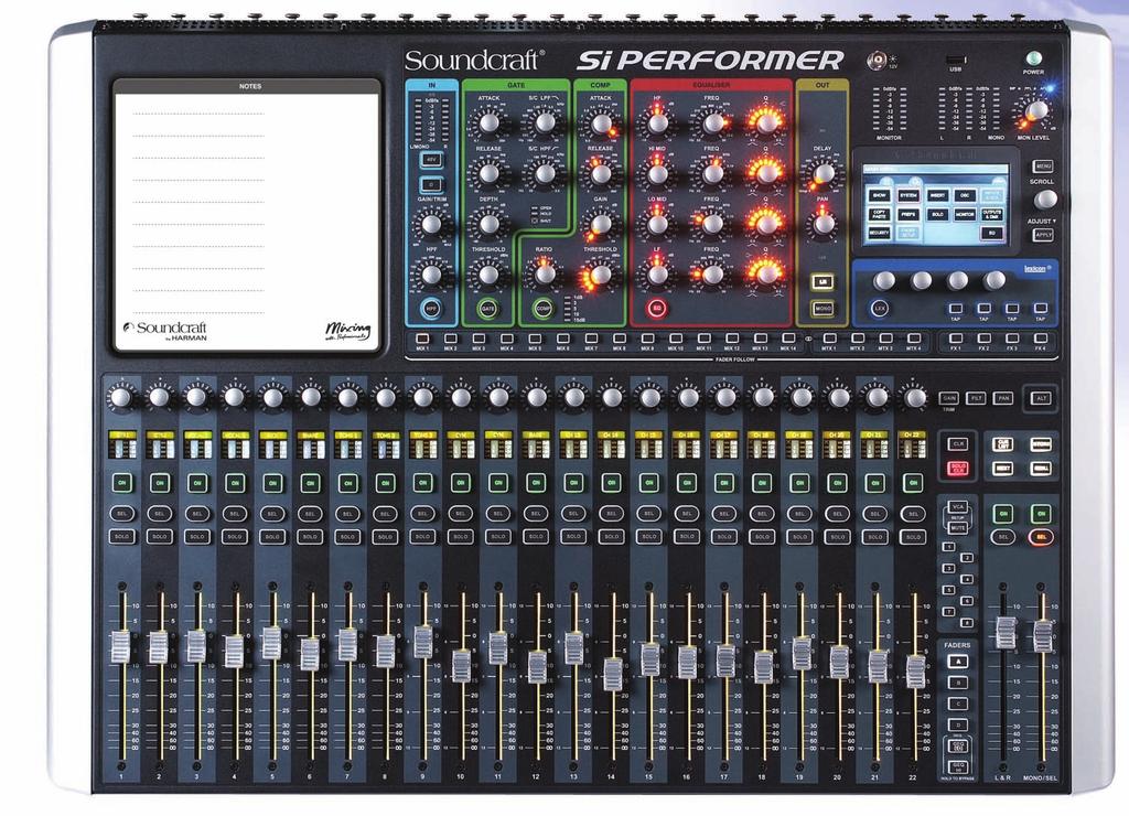 Total show control from a single compact surface The Si Performer integrates live sound mixing and stage lighting control with legendary Soundcraft sound quality and a full complement of professional