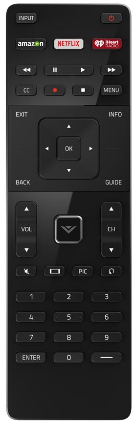 1 APP LAUNCHER Quickly launch the pictured App. Replacing the Batteries INPUT Change the currently displayed input. A/V CONTROLS Control the USB media player and streaming video playback.