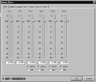 CREATING A PROGRAM Once the device type and crossover type have been selected, the main screen will show blocks for each programmable section.