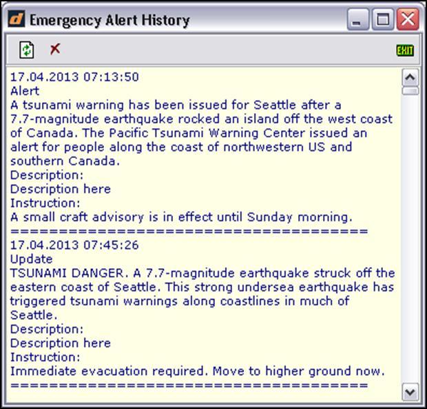 4.2.10 Emergency Alerts (only ATSC-M/H) If 'Emergency Alerts' gets activated then all alerts are displayed in a separate window.