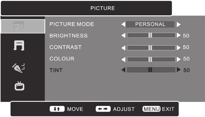 Preparation Connections Initial Setup DVR (Digital Video Customising the PICTURE Setting Picture Mode Allows you to set your preferred picture mode. 1.