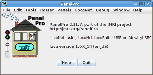 Getting Started Useful Information The initial PanelPro window includes information about the version numbers of JMRI, Java, and also