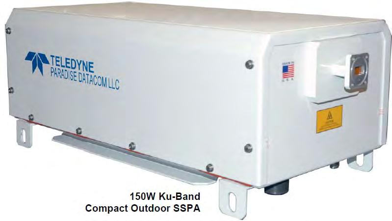 Standard Compact Outdoor GaN SSPA Compact Size: 10.0in x 19.5in. X 6.50in. Very light weight: 36 lb. (16.4 kg.