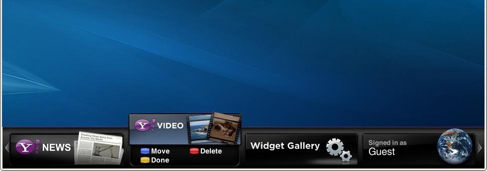 Note: The Widget Gallery, HDTV Settings App, and Profile App cannot be deleted. Moving Apps 1. Press the VIA button. 2. Press or to select the App you wish to move and then press the Yellow button. 3.