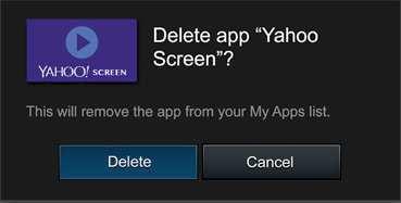 Press and hold the OK button until [App Name] has been added to your My Apps list appears.