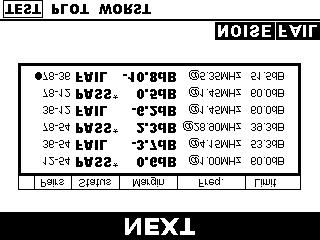 After entering this menu the following actions can be performed: Left, Right keys OK ESC switch between available noise filters leave menu and confirm the selected mode leave menu without changes The