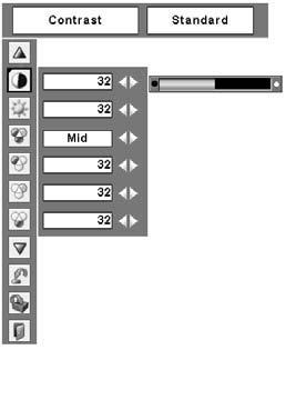 Computer Input Image Level Adjustment 1 2 Press the MENU button to display the On-Screen Menu. Press the Point 7 8 buttons to move the red framed pointer to the Image Adjust Menu icon.