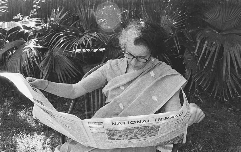 NEWSPAPERS AND MAGAZINES 115 Indian Prime Minister Indira Gandhi reads the National Herald newspaper at home, 1978. (Kapoor Baldev/Sygma/Corbis) larly harassed.