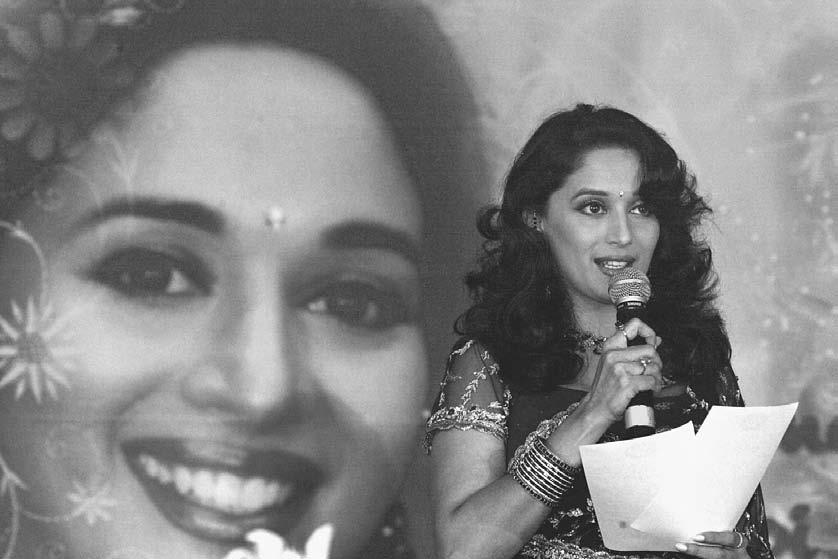 INTRODUCTION 13 Madhuri Dixit talks during a press conference in New Delhi 12 July 2002.