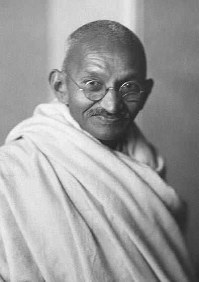 14 POP CULTURE INDIA! Mahatma Gandhi, leader of campaigns of nonviolence and civil disobedience, in the Indian independence struggle.