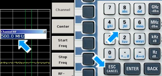 RF frequency selection a) Press the "FREQ" button located