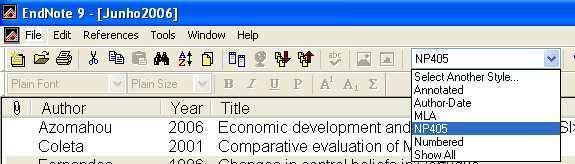 Toolbar has the option to quickly change the style of bibliographic references, triggering one of the
