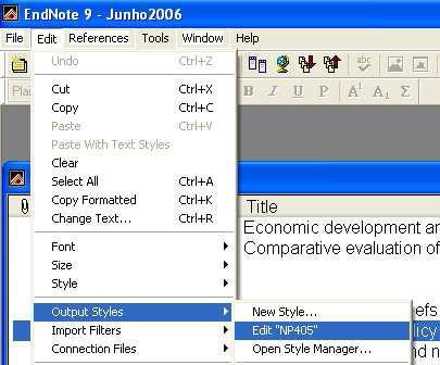 Edit menu "Output styles" edit the