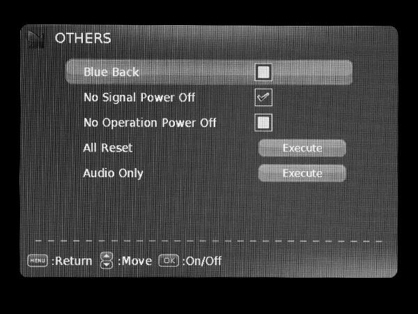 In the OTHERS menu you may adjust the TV preferences. How to Navigate: Press the MENU button on the remote control. Navigate using t u arrow buttons to select OTHERS and press the OK button.