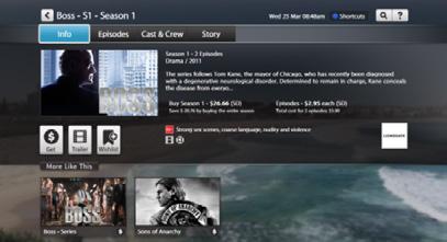 Buy TV episodes or seasons 1. Use to select show from TV Store and press. 2.
