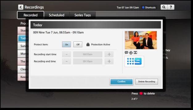 Sorting by season and episode To make recordings easy to find, you can sort your recordings into Seasons and Episodes. To do this go to Menu > My Stuff > Recordings. Press then select Season.