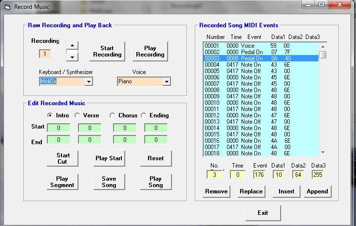 Song' button on SynthiaPC's main screen The Midi music events sent to SynthiaPC from your keyboard are then recorded as 'Raw' music files located in your PC's music database as